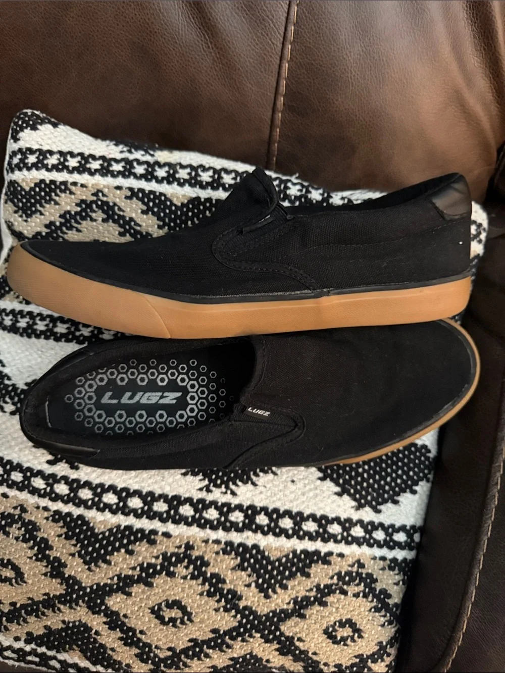 Lugz Men's Black Canvas Slip-On with Gum Outsole